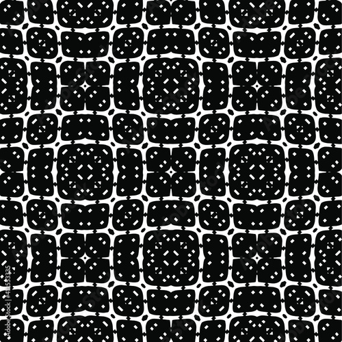  Geometric vector pattern with triangular elements. Seamless abstract ornament for wallpapers and backgrounds. Black and white colors.