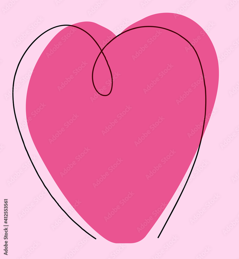 Red heart in the style of minimalism. Lines and color. Festive postcard. Festive decoration. Valentine's Day. Red heart in the style of minimalism. Lines and color. Festive postcard. Festive decoration. Valentine's Day.