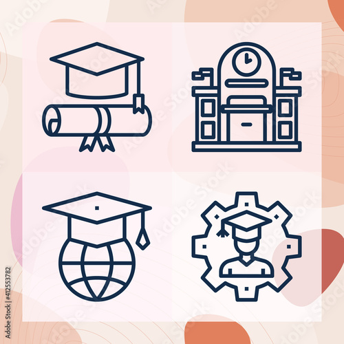 Simple set of campus related lineal icons