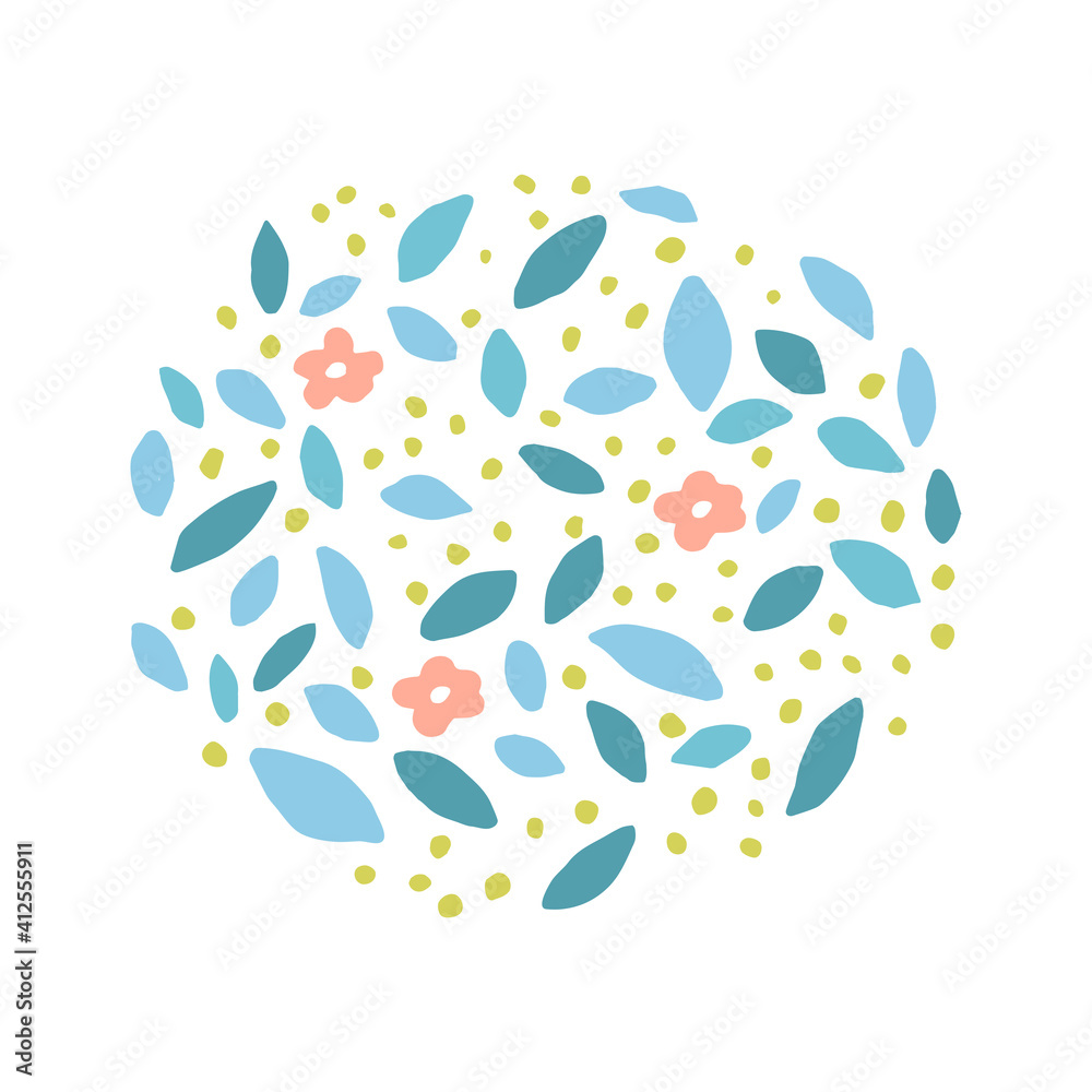 Vector illustration - round with leaves and flower. For card, invitations. Vector illustration - round with leaves and flower. For card, invitations.