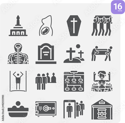 Simple set of burial related filled icons.
