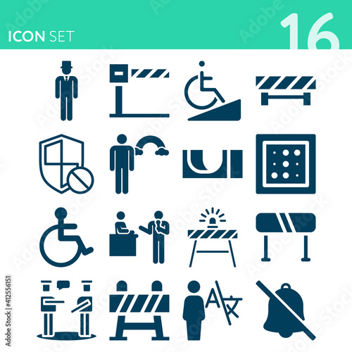 Simple set of 16 icons related to obstruction