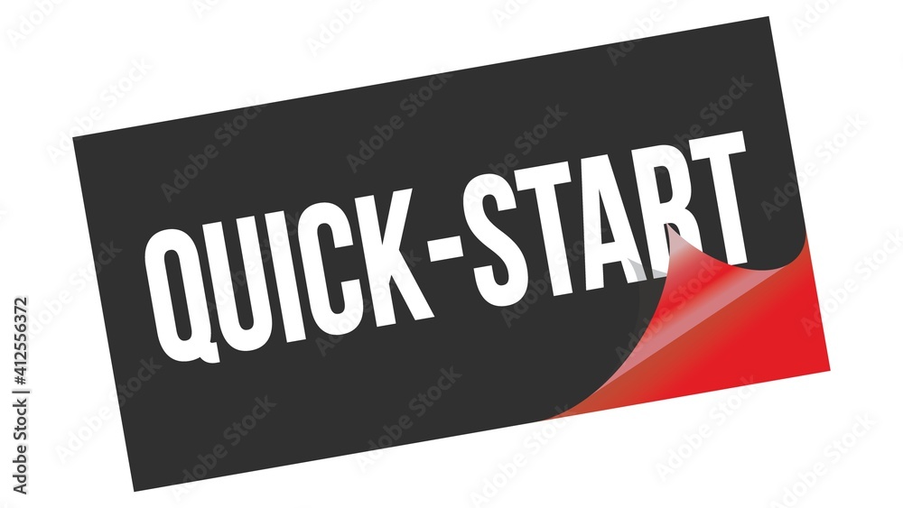 QUICK-START text on black red sticker stamp. QUICK-START text on black red sticker stamp.