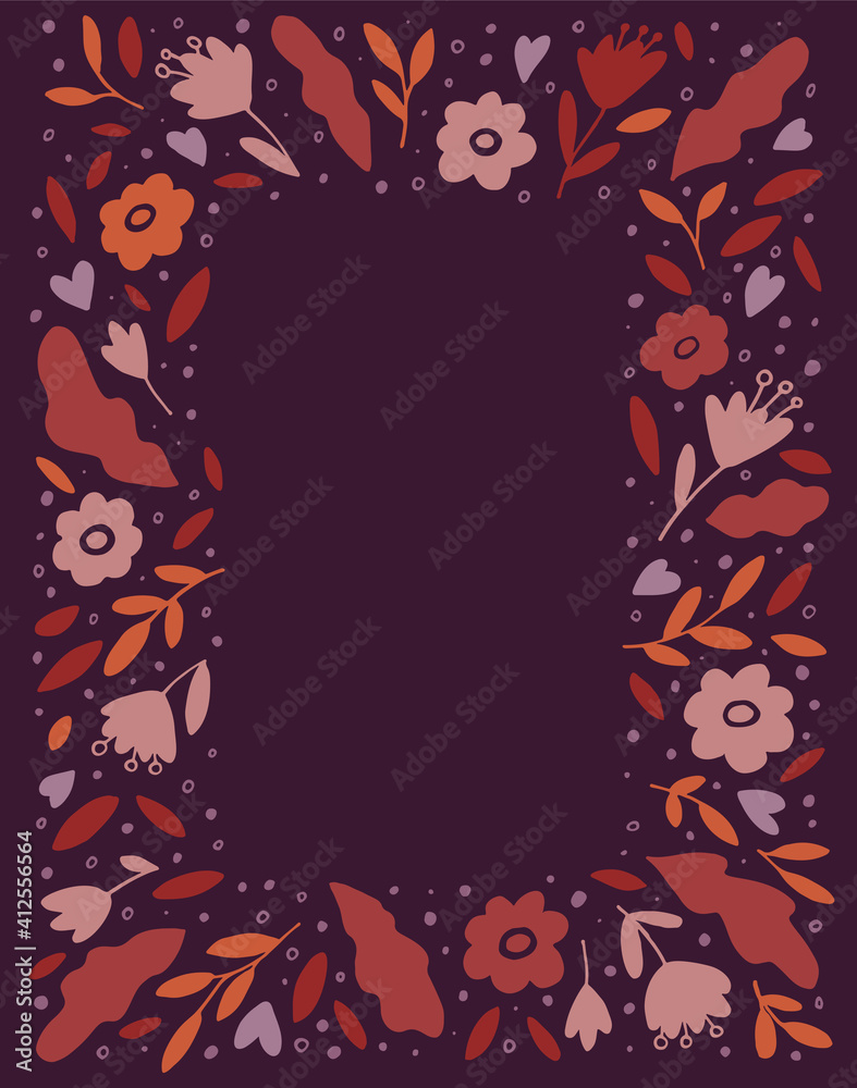 Autumn card. Template with fall leaves and flowers. Hand drawn vector illustration. For cards, invitations, posters, flyers, banners. Autumn card. Template with fall leaves and flowers. Hand drawn vector illustration. For cards, invitations, posters, flyers, banners.