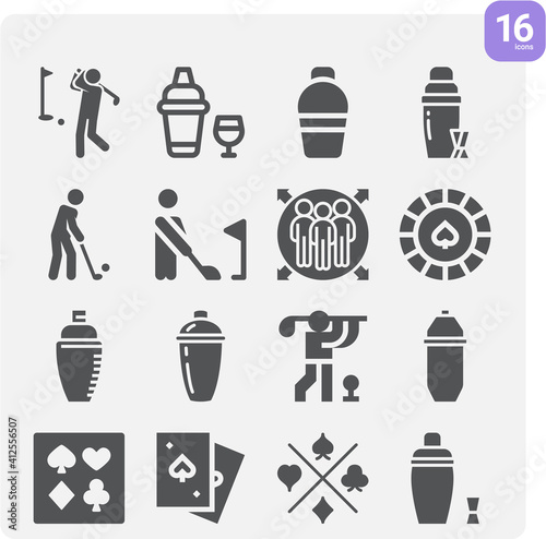 Simple set of fraternity related filled icons.