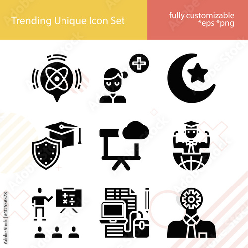 Simple set of homework related filled icons.