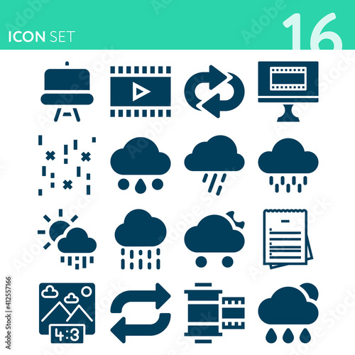 Simple set of 16 icons related to sequence