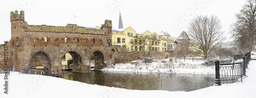 Historic Dutch city Zutphen after snowstorm photo