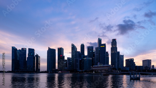 City scape of Singapore central area at dusk. © hit1912