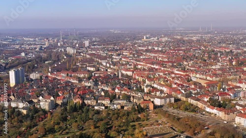 Karlsruhe: Aerial view of city in German region of Baden-Württemberg - landscape panorama of Germany from above, Europe photo