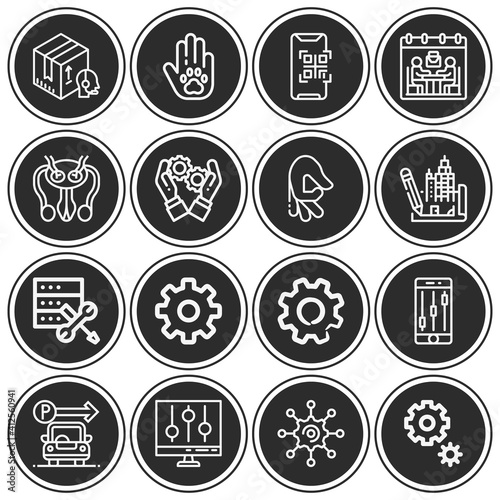 16 pack of configuration  lineal web icons set