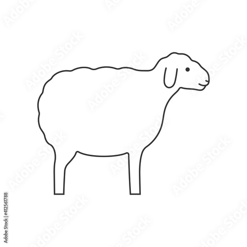 Sheep linear outline empty vector illustration.