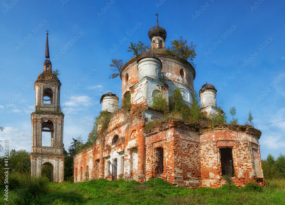Destroyed old church, Ivanovo region, Russia Destroyed old church, Ivanovo region, Russia