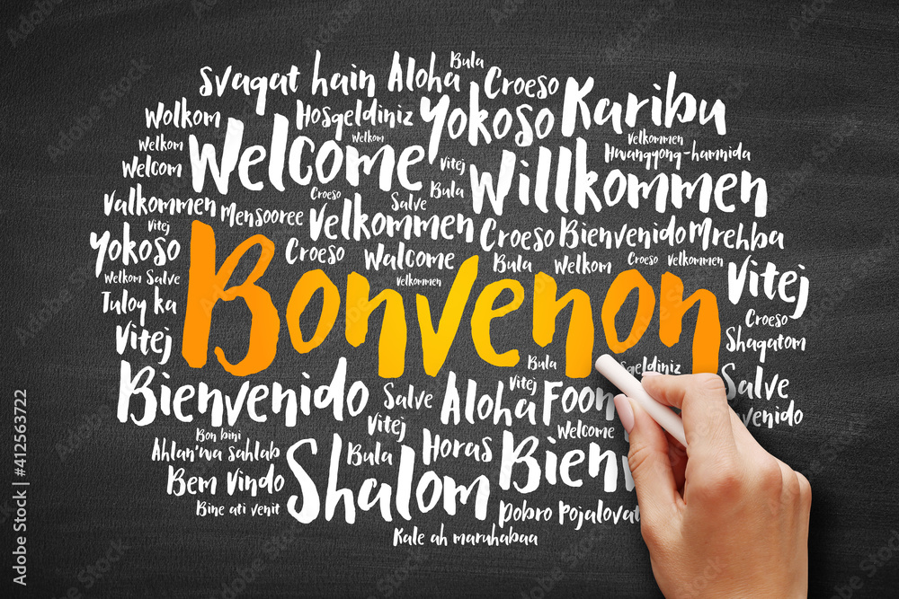 Bonvenon (Welcome in Esperanto) word cloud in different languages Bonvenon (Welcome in Esperanto) word cloud in different languages