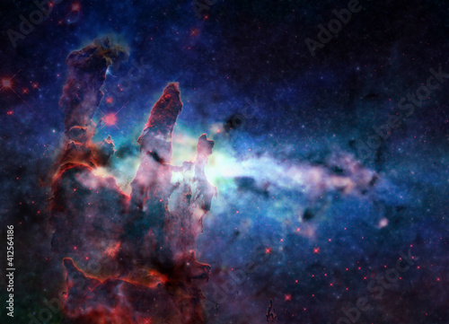 Fototapeta Naklejka Na Ścianę i Meble -  Somewhere in space near Pillars of creation. Science fiction. Elements of this image were furnished by NASA