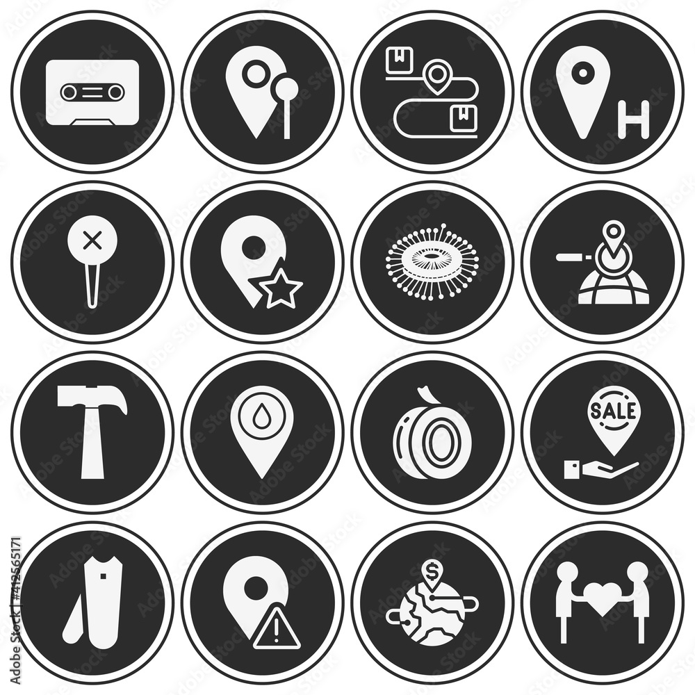 16 pack of attach  filled web icons set