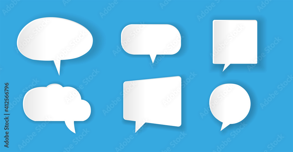 Sticker speech bubbles with shadow in the style of paper cut. Vector illustration. Sticker speech bubbles with shadow in the style of paper cut. Vector illustration.