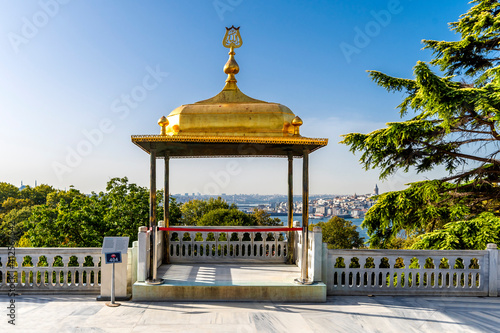 The Baghdad Pavilion terrace view in Topkapi Palace. Topkapi Palace is popular tourist attraction in the Turkey.