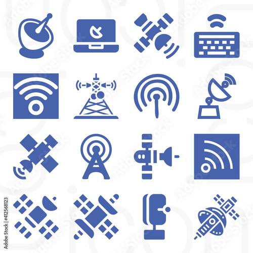 16 pack of solar panel  filled web icons set