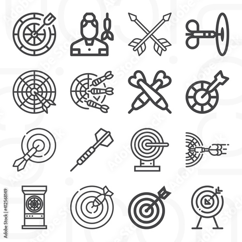 16 pack of darts  lineal web icons set