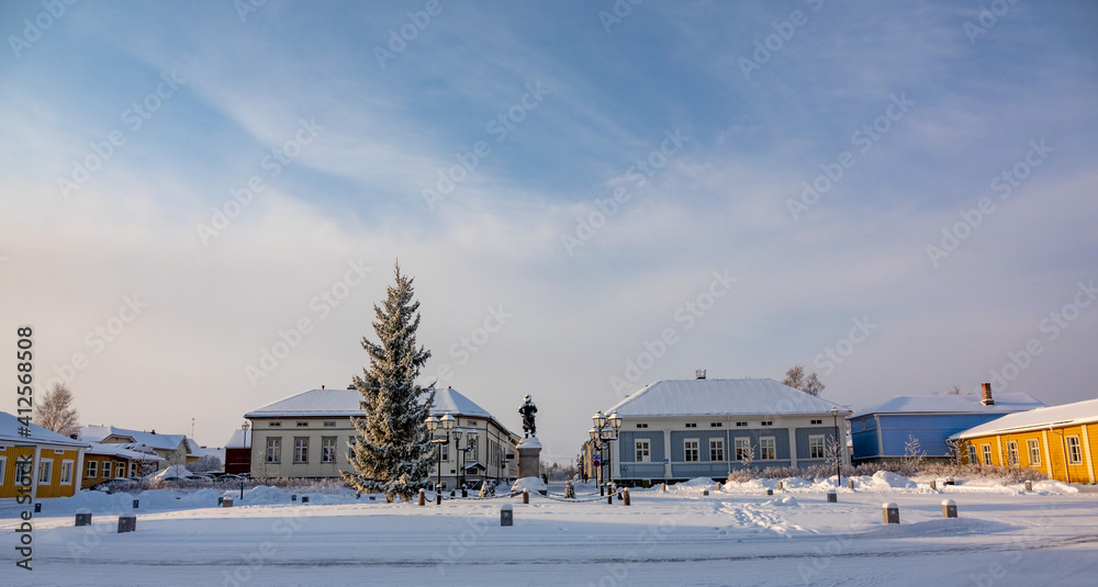 Cityview to the center of Raahe old town in Finland