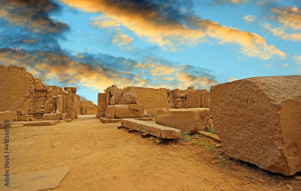 Anscient Temple of Karnak in Luxor - Ruined Thebes Egypt