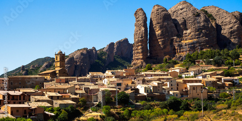 Aguero scenic landscape o a sunny day, Huesca, Spain photo