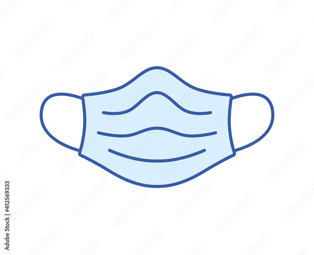Medical face mask icon isolated simple line vector, COVID-19 coronavirus, flu virus epidemic prevention, allergy, air pollution protection.