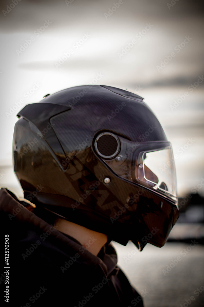 Fototapeta premium Side view of a motorcycle helmet