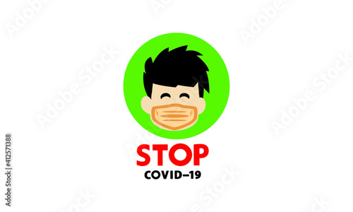 Protective face mask against and stop corona virus Covid-19.