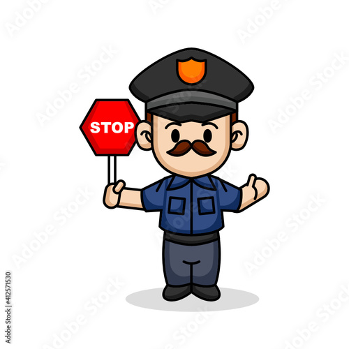 A cute police officer in uniform mascot design