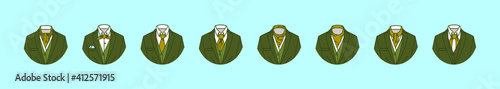 set of cravat cartoon icon design template with various models. vector illustration isolated on blue background