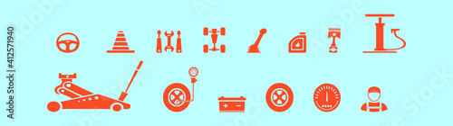 set of garage cartoon icon design template with various models. vector illustration isolated on blue background