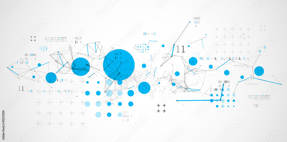 Technology background with plexus effect. Big data concept. Binary computer code. Vector illustration. Technology background with plexus effect. Big data concept. Binary computer code. Vector illustration.