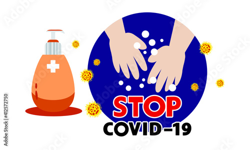 Washing hand for coronavirus prevention,COVID-19 prevention,Vector illustration.