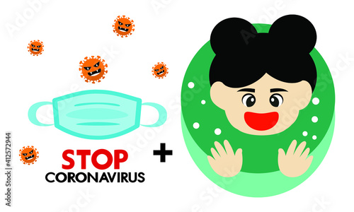 Washing hand and protective face mask against corona virus,Covid-19.