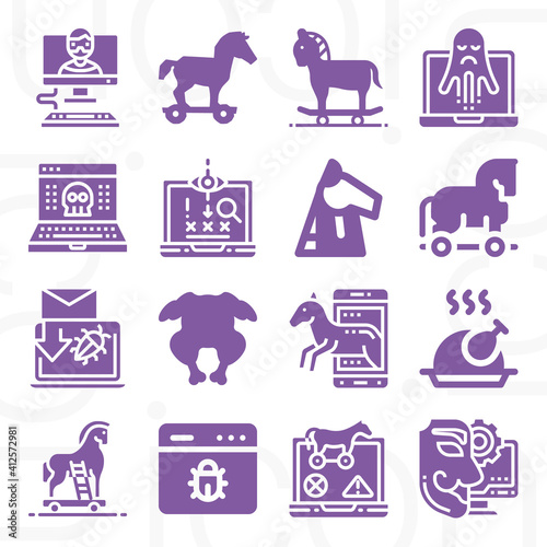 16 pack of devoid  filled web icons set