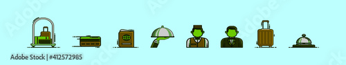 set of concierge cartoon icon design template with various models. vector illustration isolated on blue background