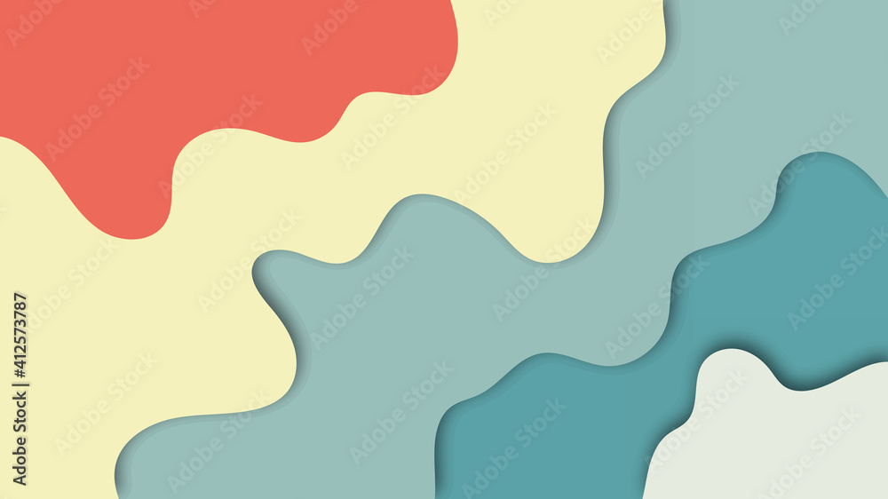 Abstract Modern Background with Wave Papercut Style and Pink Cream Blue Pastel Color