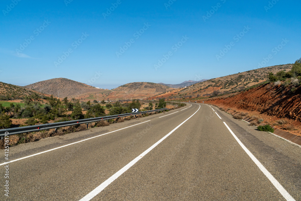 Road between Arid Mountains, Morocco. Road between Arid Mountains, Morocco.