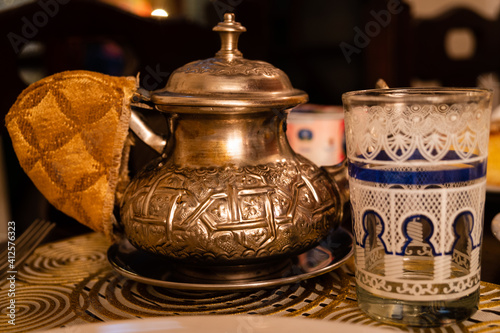 Pot and Glass for Moroccan Mint Tea