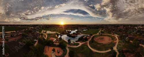 Sunset over Discovery Park in Gilbert, Arizona.  photo