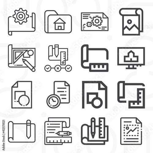 16 pack of selective service lineal web icons set