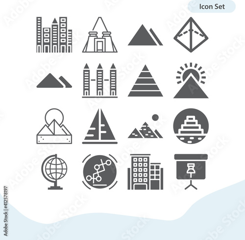 Simple set of unesco related filled icons.