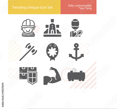 Simple set of heavy related filled icons.