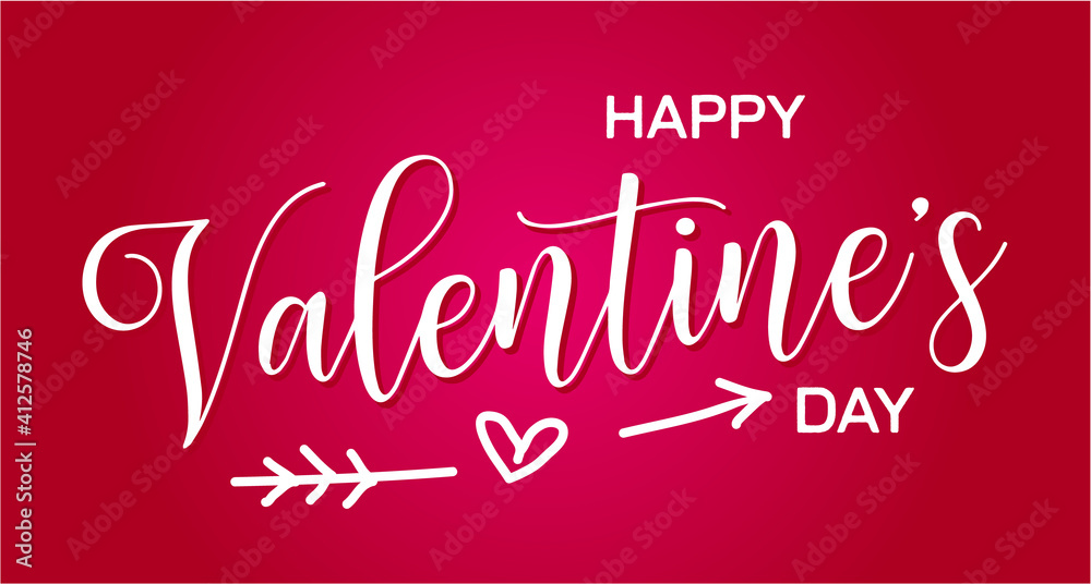Valentines day.  Feminine typography. Holiday concept. Happy Valentine's day card. Red background..