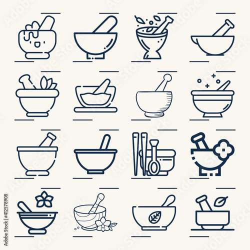 Simple set of building material related lineal icons.