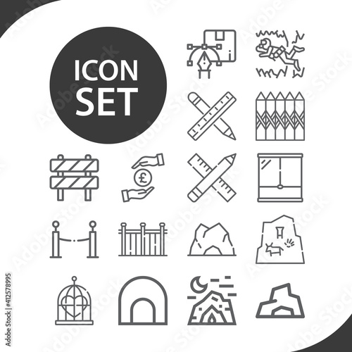 Simple set of enclosure related lineal icons.
