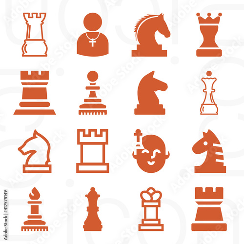 16 pack of bishop  filled web icons set