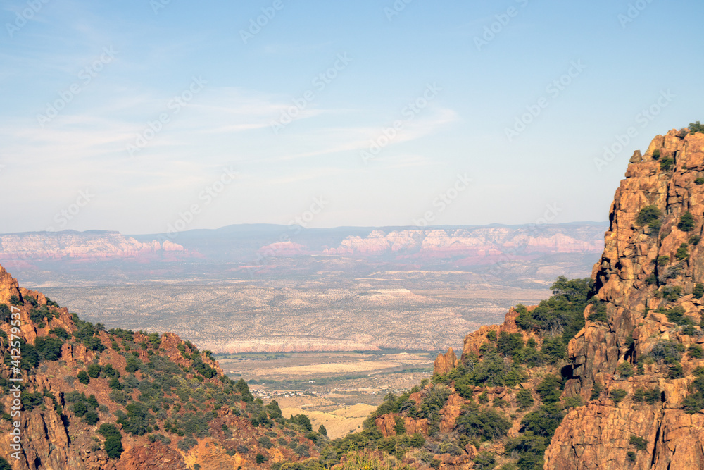 Way up on highway 89A, looking down on the Verde Valley and the Red Rocks of Sedona.